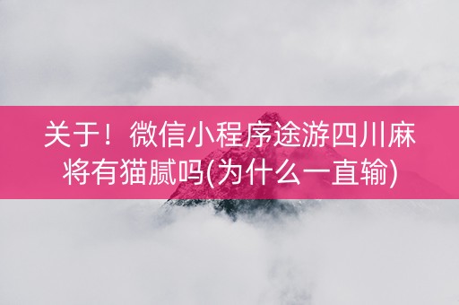 关于！微信小程序途游四川麻将有猫腻吗(为什么一直输)