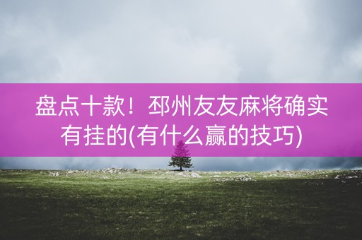 盘点十款！邳州友友麻将确实有挂的(有什么赢的技巧)