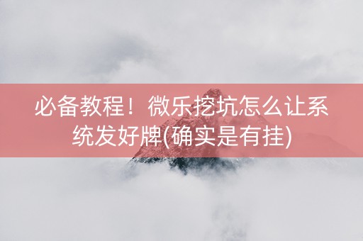 必备教程！微乐挖坑怎么让系统发好牌(确实是有挂)