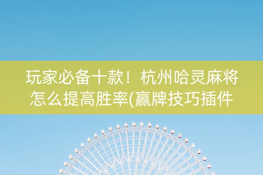 玩家必备十款！杭州哈灵麻将怎么提高胜率(赢牌技巧插件安装)