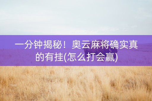 一分钟揭秘！奥云麻将确实真的有挂(怎么打会赢)