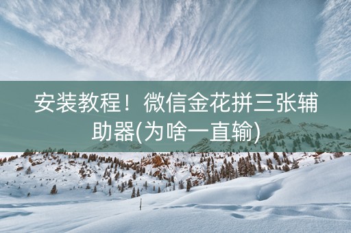 安装教程！微信金花拼三张辅助器(为啥一直输)