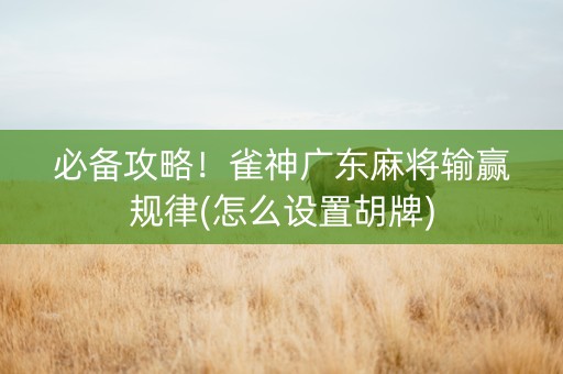 必备攻略！雀神广东麻将输赢规律(怎么设置胡牌)