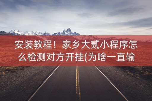 安装教程！家乡大贰小程序怎么检测对方开挂(为啥一直输)