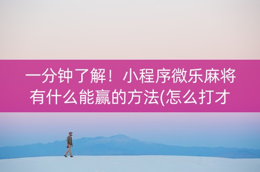 一分钟了解！小程序微乐麻将有什么能赢的方法(怎么打才赢)