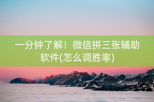 一分钟了解！微信拼三张辅助软件(怎么调胜率)