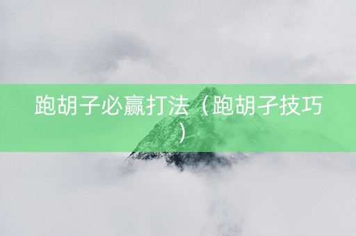 跑胡子必赢打法（跑胡孑技巧）