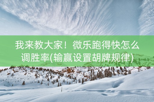 我来教大家！微乐跑得快怎么调胜率(输赢设置胡牌规律)