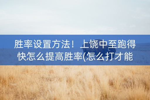 胜率设置方法！上饶中至跑得快怎么提高胜率(怎么打才能赢)