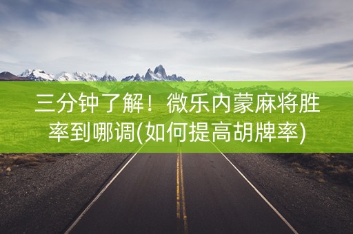 三分钟了解！微乐内蒙麻将胜率到哪调(如何提高胡牌率)