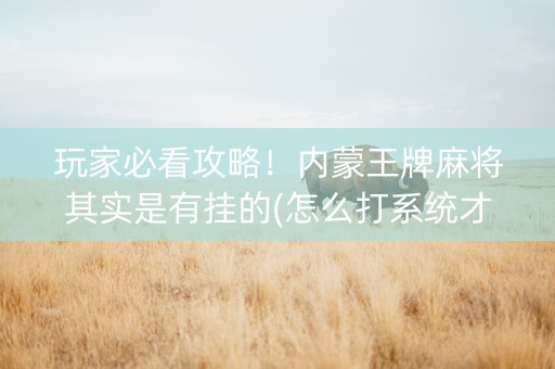 玩家必看攻略！内蒙王牌麻将其实是有挂的(怎么打系统才能给好牌)