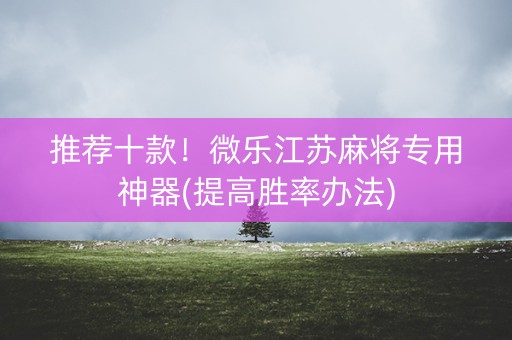 推荐十款！微乐江苏麻将专用神器(提高胜率办法)
