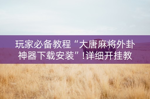 玩家必备教程“大唐麻将外卦神器下载安装”!详细开挂教程-知乎