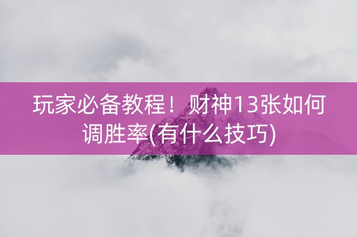 玩家必备教程！财神13张如何调胜率(有什么技巧)
