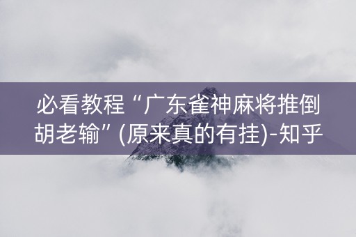 必看教程“广东雀神麻将推倒胡老输”(原来真的有挂)-知乎