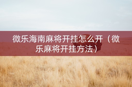 微乐海南麻将开挂怎么开（微乐麻将开挂方法）