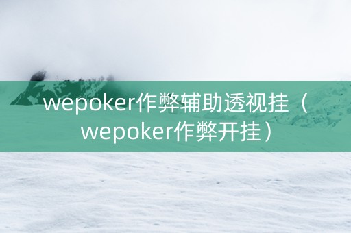 wepoker作弊辅助透视挂（wepoker作弊开挂）