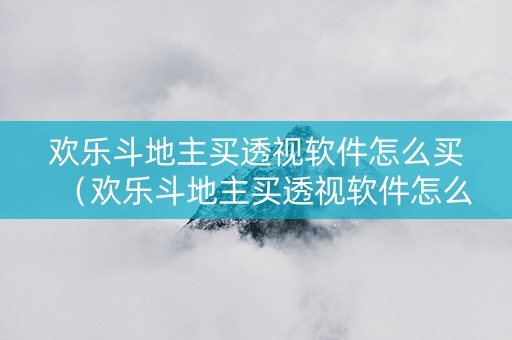欢乐斗地主买透视软件怎么买（欢乐斗地主买透视软件怎么买不了）