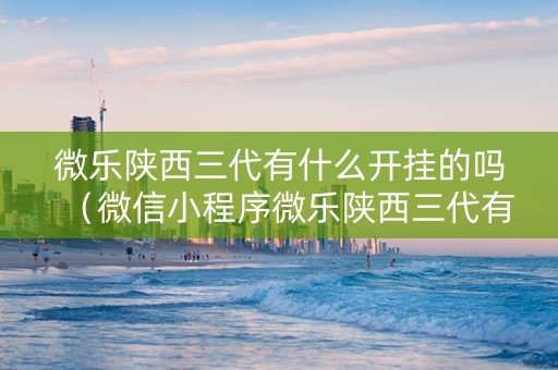 微乐陕西三代有什么开挂的吗（微信小程序微乐陕西三代有挂吗）