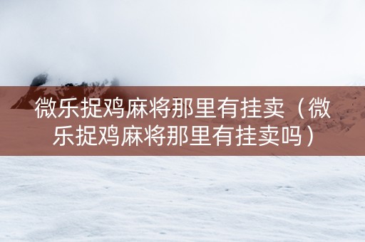 微乐捉鸡麻将那里有挂卖（微乐捉鸡麻将那里有挂卖吗）