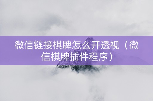 微信链接棋牌怎么开透视（微信棋牌插件程序）