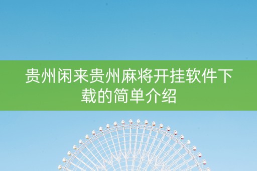 贵州闲来贵州麻将开挂软件下载的简单介绍