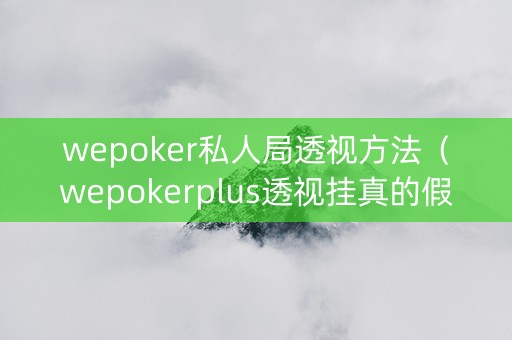 wepoker私人局透视方法（wepokerplus透视挂真的假的）