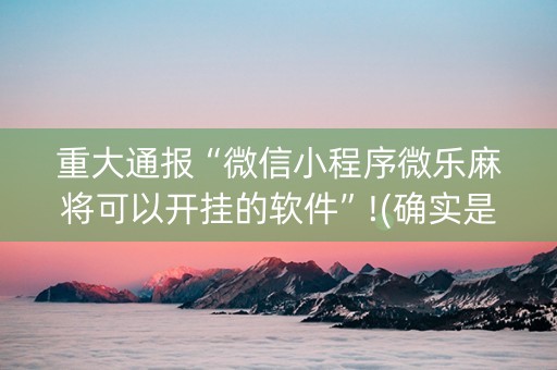 重大通报“微信小程序微乐麻将可以开挂的软件”!(确实是有挂)-知乎