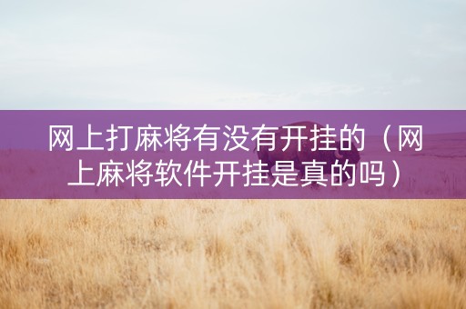 网上打麻将有没有开挂的（网上麻将软件开挂是真的吗）