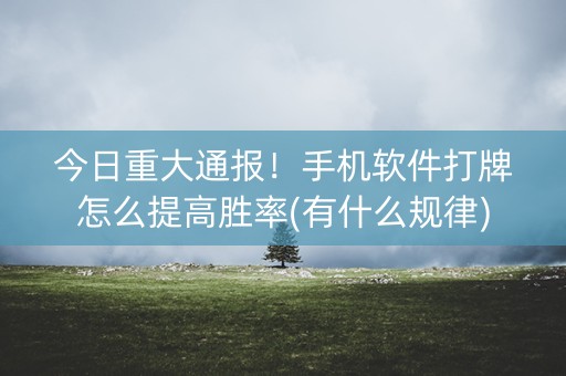 今日重大通报！手机软件打牌怎么提高胜率(有什么规律)