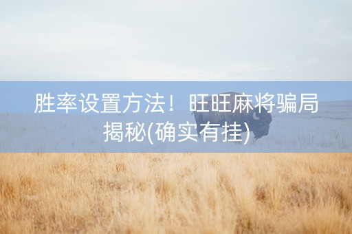 胜率设置方法！旺旺麻将骗局揭秘(确实有挂)