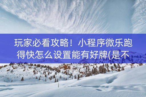 玩家必看攻略！小程序微乐跑得快怎么设置能有好牌(是不是有猫腻)