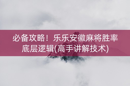 必备攻略！乐乐安徽麻将胜率底层逻辑(高手讲解技术)