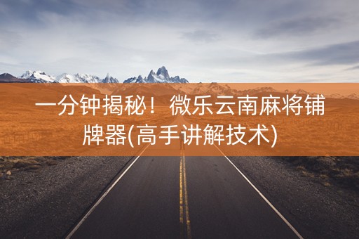 一分钟揭秘！微乐云南麻将铺牌器(高手讲解技术)