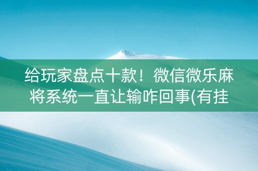 给玩家盘点十款！微信微乐麻将系统一直让输咋回事(有挂技巧辅助器)