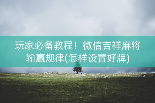 玩家必备教程！微信吉祥麻将输赢规律(怎样设置好牌)