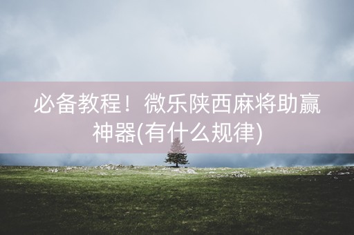 必备教程！微乐陕西麻将助赢神器(有什么规律)
