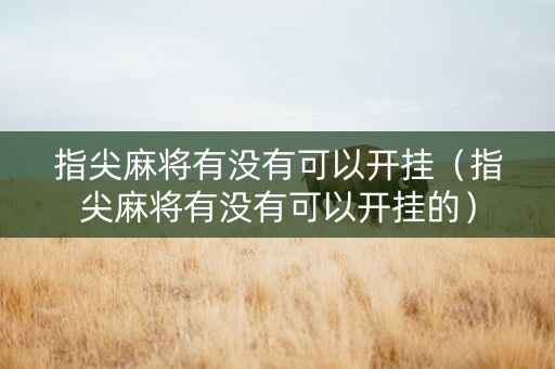 指尖麻将有没有可以开挂（指尖麻将有没有可以开挂的）