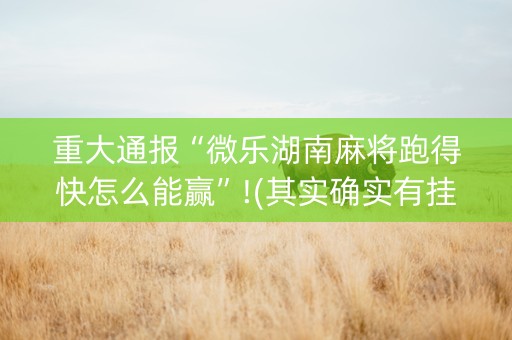 重大通报“微乐湖南麻将跑得快怎么能赢”!(其实确实有挂)-知乎