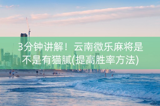 3分钟讲解！云南微乐麻将是不是有猫腻(提高胜率方法)