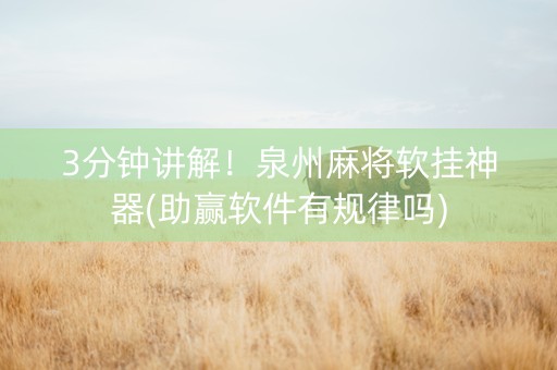 3分钟讲解！泉州麻将软挂神器(助赢软件有规律吗)