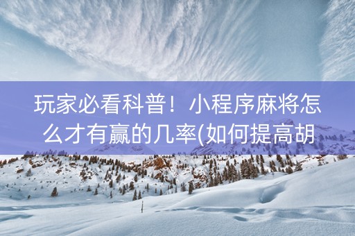 玩家必看科普！小程序麻将怎么才有赢的几率(如何提高胡牌率)