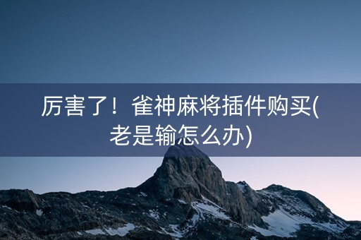 厉害了！雀神麻将插件购买(老是输怎么办)