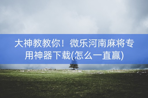 大神教教你！微乐河南麻将专用神器下载(怎么一直赢)