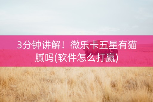 3分钟讲解！微乐卡五星有猫腻吗(软件怎么打赢)
