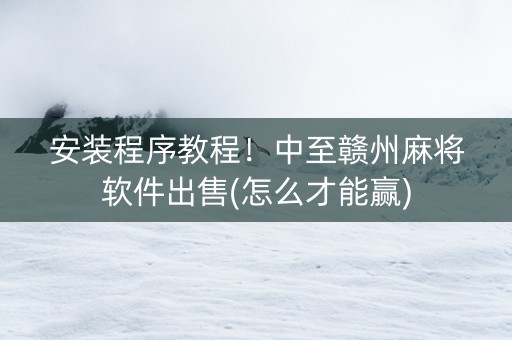 安装程序教程！中至赣州麻将软件出售(怎么才能赢)
