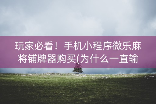 玩家必看！手机小程序微乐麻将铺牌器购买(为什么一直输)