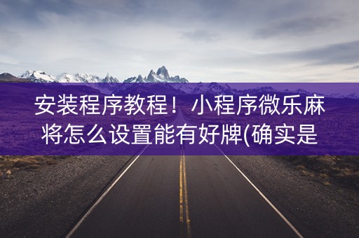 安装程序教程！小程序微乐麻将怎么设置能有好牌(确实是有挂)