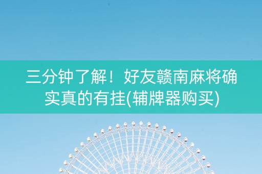 三分钟了解！好友赣南麻将确实真的有挂(辅牌器购买)