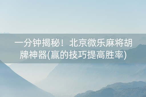 一分钟揭秘！北京微乐麻将胡牌神器(赢的技巧提高胜率)